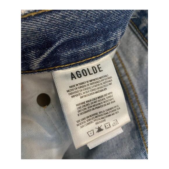 Agolde Riley High Rise Straight Crop Jean US 28 Blue Denim 100% Organic Cotton - Picture 11 of 16